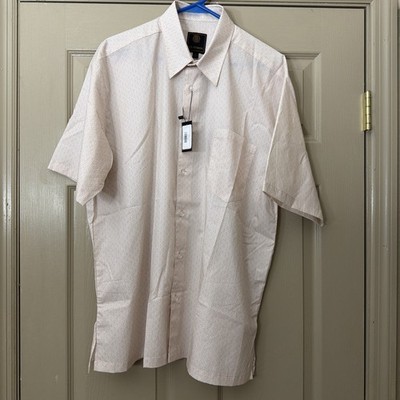 Large NET F/X Fusion Men s Casual Button Down Short Sleeve Shirt Beige 