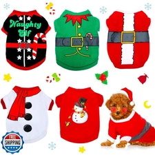 5 Pieces Christmas Dog Shirts Christmas Dog Clothes Santa Soft Co