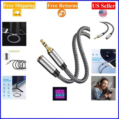 3Ft Silver 3.5mm Audio Extension Cable for Phones, Headphones, Tablets