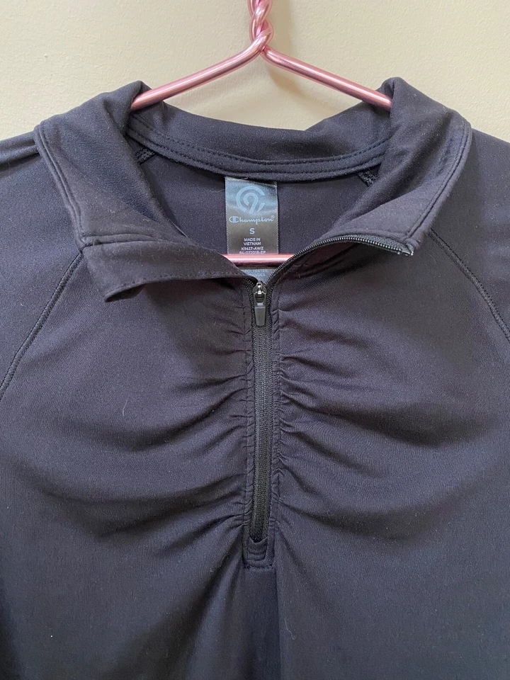 Camisa deportiva C9 by Champion para mujer S 1/4 cremallera negra dúo seca manga larga Foto 3 de 4