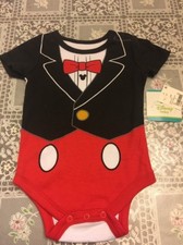 NWT Disney Mickey Mouse 2 Sided One Piece Bodysuit Mickey Suit In 3-6 M