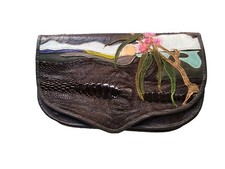 Marg Simmonds SAu Artist Handmade Clutch In Asstd Leather Appliques.Fab Unused