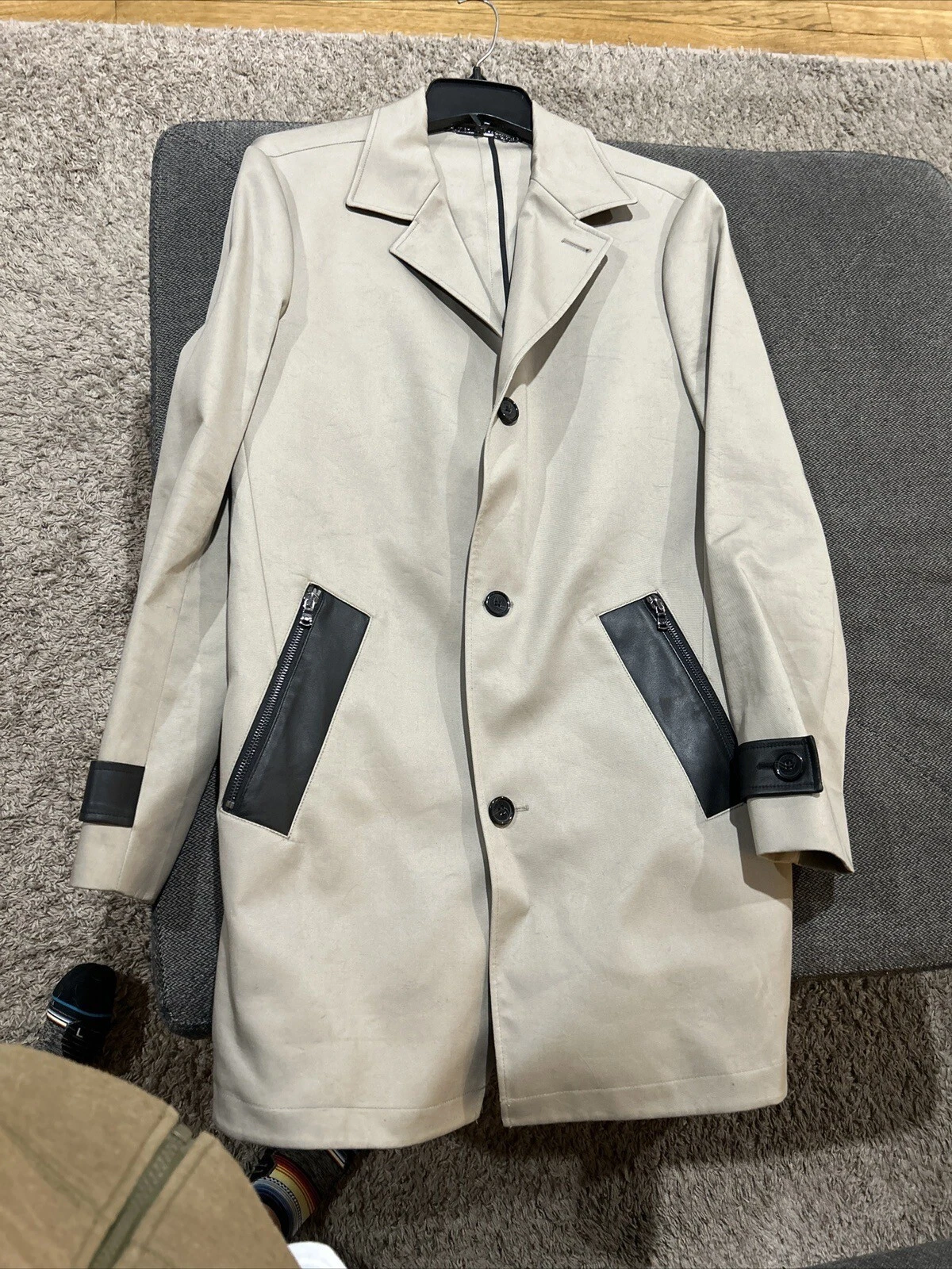 Trench Michael Kors da uomo marrone chiaro in pelle taglia small