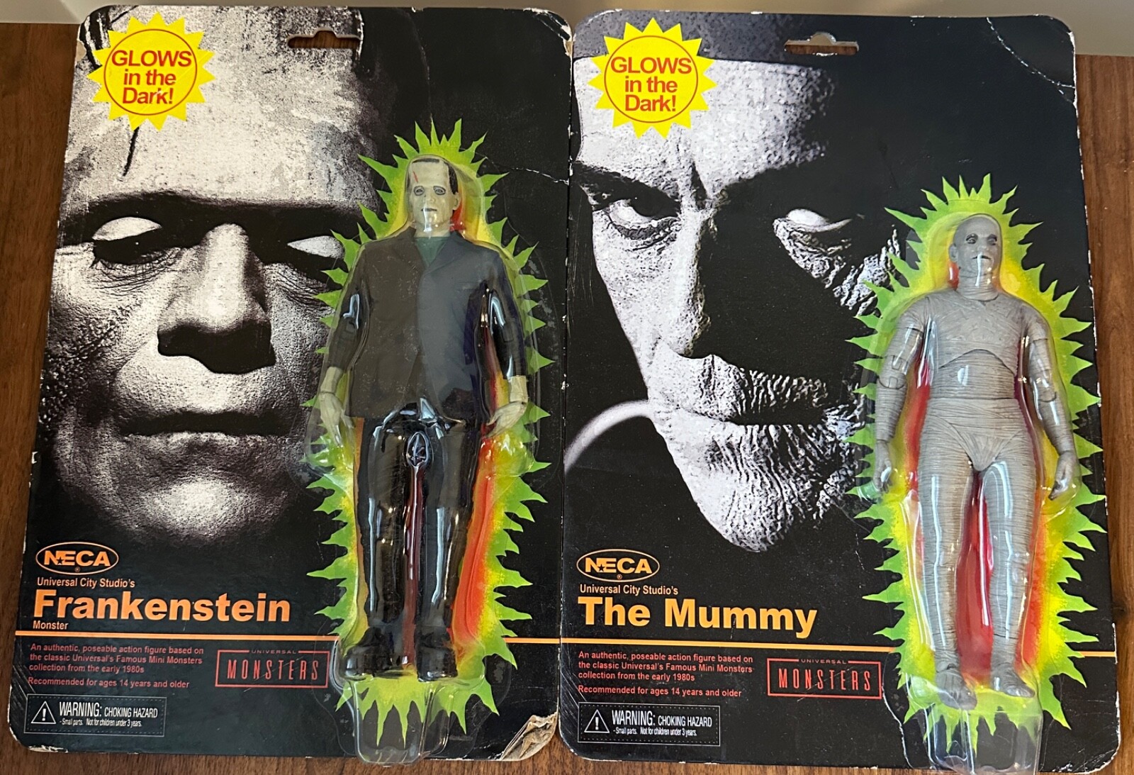 NECA Glow In The Dark Frankenstein Mummy Figures Universal Monsters New J4