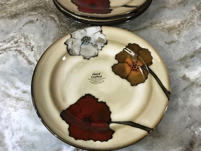 Sarina Dinner Plates. Hand Crafted. Beautiful Colorful Floral Design. Set Of 4 