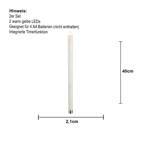 Star Trading Kerzen-Set M-Twinkle, 2 Stück, Tischkerzen, Wachs, Weiß, LED, Timer - Bild 4 von 4