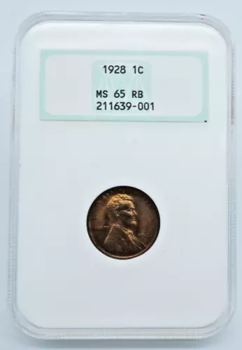 1928 Lincoln Wheat Cent NGC MS 65 RB Old Holder - C1332