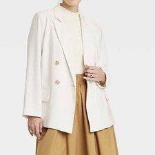NWT A New Day Double Breasted Essential Oversized Blazer Cream Size XS