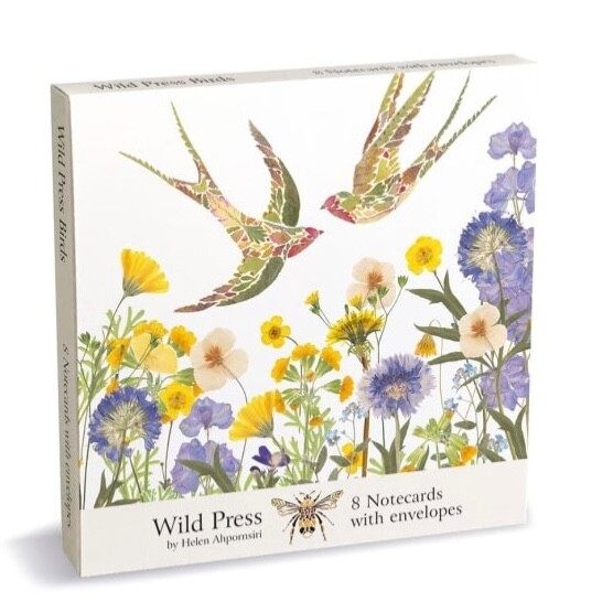 Wild Press Birds  - 8 Blank Notecards Notelets - 2  Designs by Ahpornsiri - 13cm
