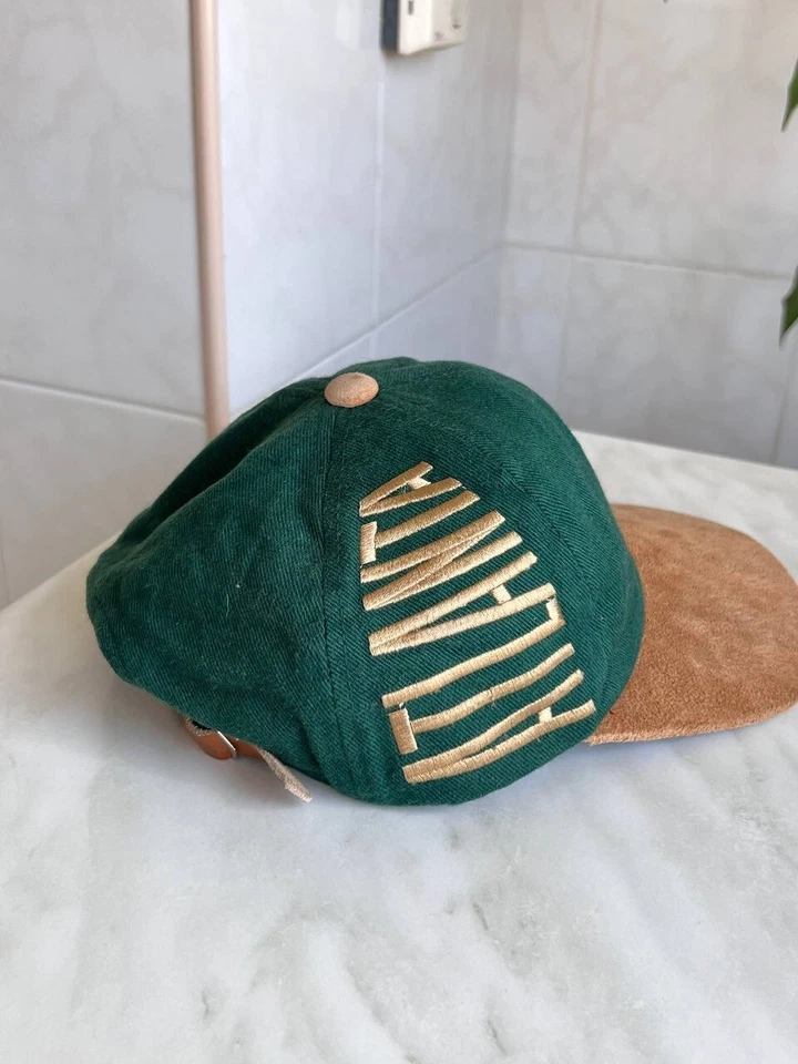 Vintage 1996 USA Atlanta Olympics hat cap snap back green Brown Leather Strap — 第 2/4 张图片
