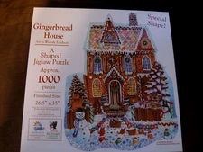 SUNSOUT SHAPED GINGERBREAD HOUSE 1000 PIECE JIGSAW PUZZLE - COMPLETE