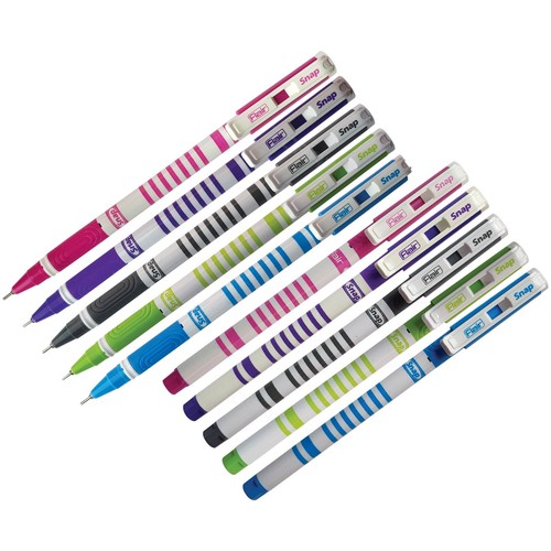 10 x 0.7mm FLAIR Snap BLUE Smooth Ballpoint Pens Fine Writing Soft