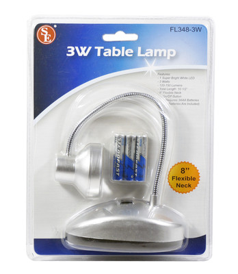 3 Watt 1 Super Bright White LED Reading Table Lamp w/ 8'' Flexible Neck #FL348-3W