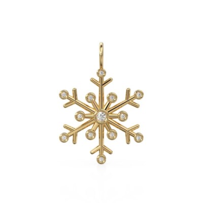 25x17mm Massiv Gold Schneeflocke Charm Diamant Micro Pave Charm Winterschmuck