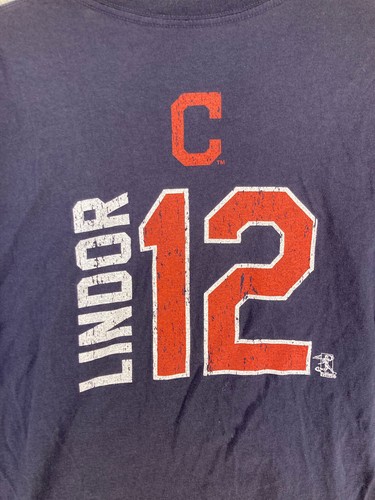 Cleveland Indians T Shirt Adult Large Blue Short Sleeve Francisco Lindor 12 - Picture 8 of 10
