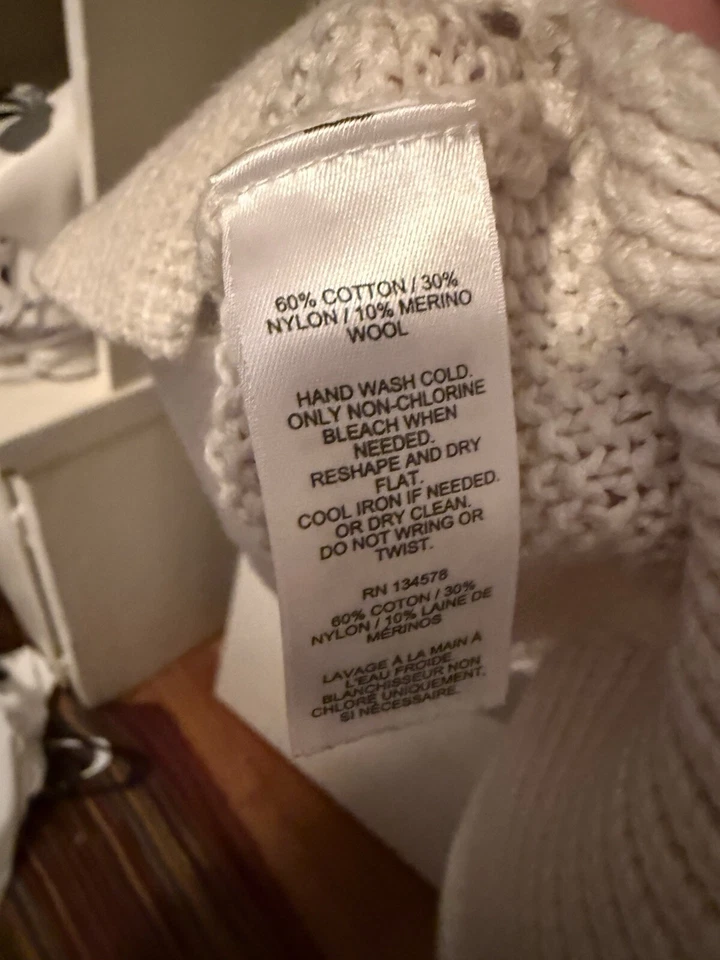 Suéter XL Cream Vineyard Vines tejido con cable Foto 3 de 3