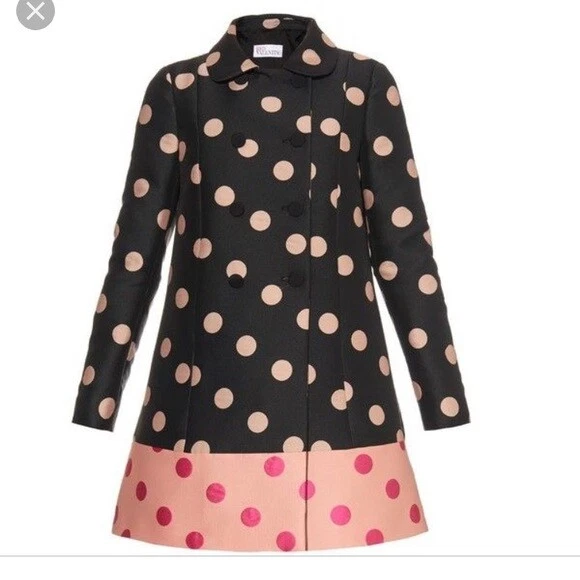 RED Valentino double breasted Cappotti dot coat Black/Pink Size 44 DH014 UU 05 - Image 4 of 4