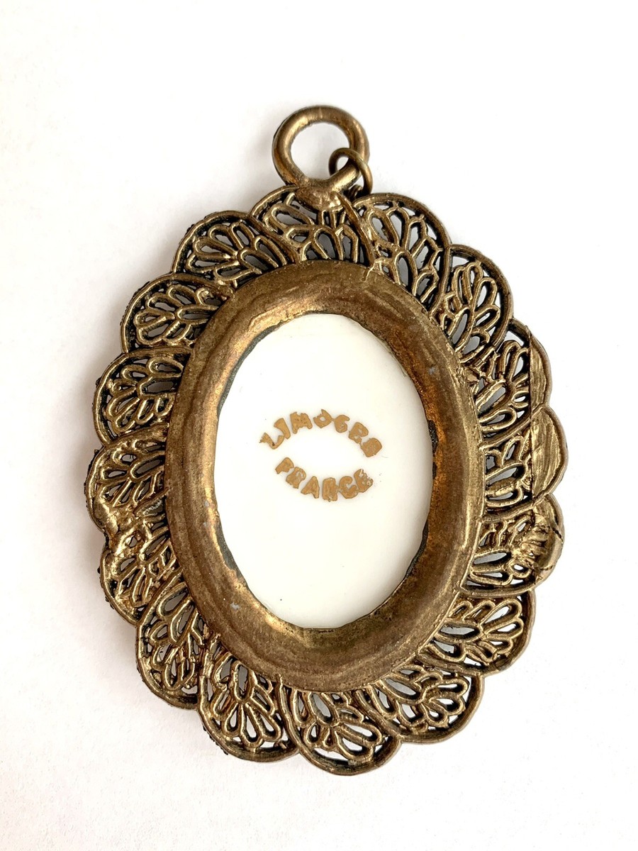 Vintage Limoges Hand Painted Pendant With Metal Framing | eBay Vintage Limoges Hand Painted Pendant With Metal Framing | eBay