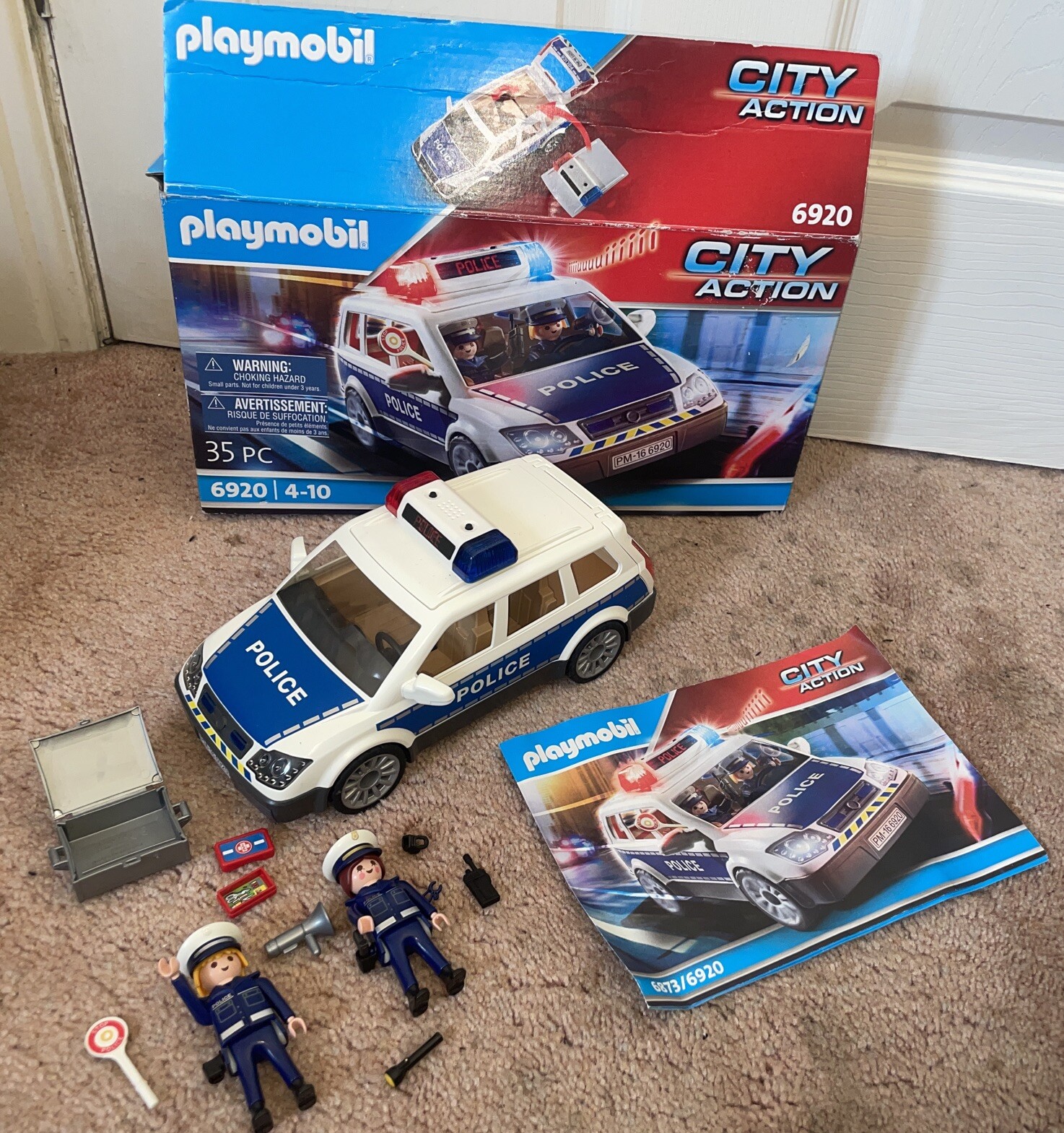 PLAYMOBIL POLICE CAR 6920 Working Lights+Sounds + Accessories+ Figures