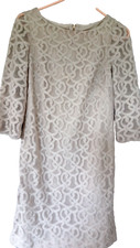 Nine West Woman Elegant Lace Dress Sz 4 Beige 3/4 Sleeves Round Neck NWOT Boho