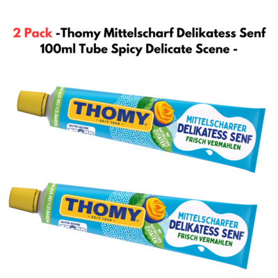 Thomy Mittelscharf Delikatess Senf 100ml Tube Spicy Delicate Scene - 2 Pack