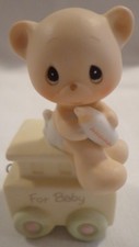 PRECIOUS MOMENTS FIGURINE MAY YOUR BIRTHDAY BE WARM FOR BABY BEAR TRAIN CABOOSE