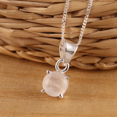 Massiver 925 Sterling Silber Regenbogen Mondstein zierlicher Anhänger Halskette Geschenk verpackt
