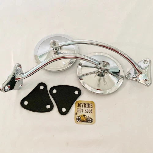 1955-59 Chevy & GMC Truck Mirrors- Chrome- 5" OD Mirror Heads -With RUBBER PADS.