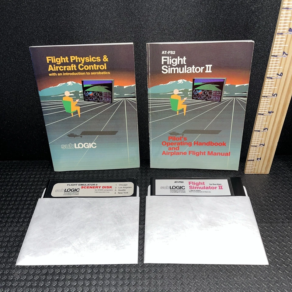 Flight Simulator II subLOGIC for ATARI computer - complete SET box manual 2 disk - Image 4 of 4