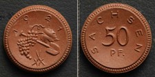 *Germany Saxony Porcelain Notgeld 50 Pfennig 1921 Coin Token[E14110]8c7