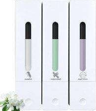 3 Chamber Shampoo Conditioner Dispenser No Drill Shower Soap White