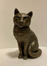 Vintage English Cold Bronze  Sitting Cat Statue Signed