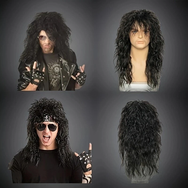Мужской кудрявый парик средней длины - идеально подходит для рок-выступлений, хип-хопа и Хэллоуина - Изображение 2 из 4