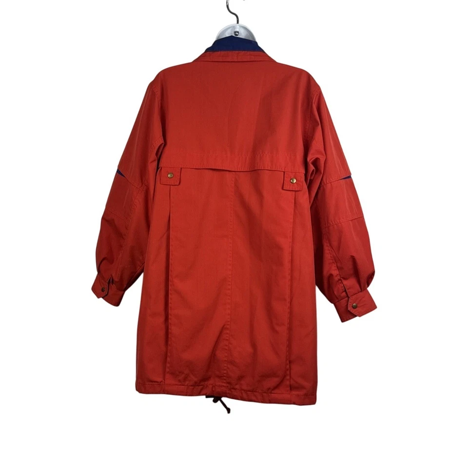 Винтажный Carriage суда маленький Anorak - вишнево-красный парка - синий подкладка - клапан карманы - Изображение 4 из 4