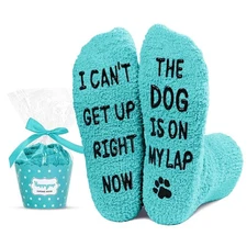 HAPPYPOP Dog Mom Gifts for Women - Funny Dog Lover Socks, Fuzzy Pet Lover Wom...