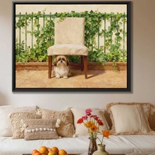 Shih Tzu Watercolor Painting Canvas Print Dog Wall Art Decor Floral Artwork
