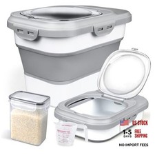Rice Storage Container, Collapsible Airtight Food Storage Containers 6-20 Gray
