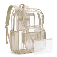 Clear Backpack Set 17" Heavy Duty PVC School Bookbag, Durable & Waterproof