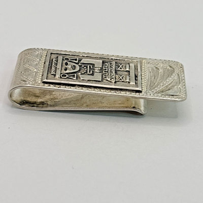 Stunning Vintage .925 Sterling Silver Aztec Money Clip 7/8