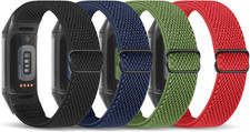 Elastic Nylon Bands Compatible with Fitbit Charge 6/Charge 5 Bands, 4 Pack Soft