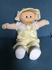 Vintage Cabbage Patch Kid Doll Preemie Baby Yellow Gingham Romper Shoes Binky