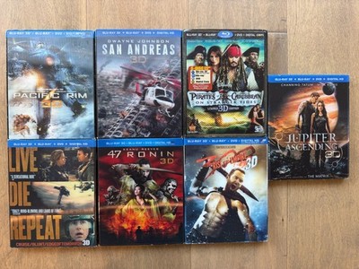 Lot of 7 - 3D Blu-ray Movies w/ Lenticular Slipcovers - Pirates, Edge Tomorrow +