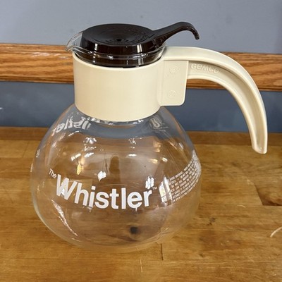 Vintage Gemco ''The Whistler'' Whistling 8 Cup Diner Glass Kettle Tea Coffee Pot