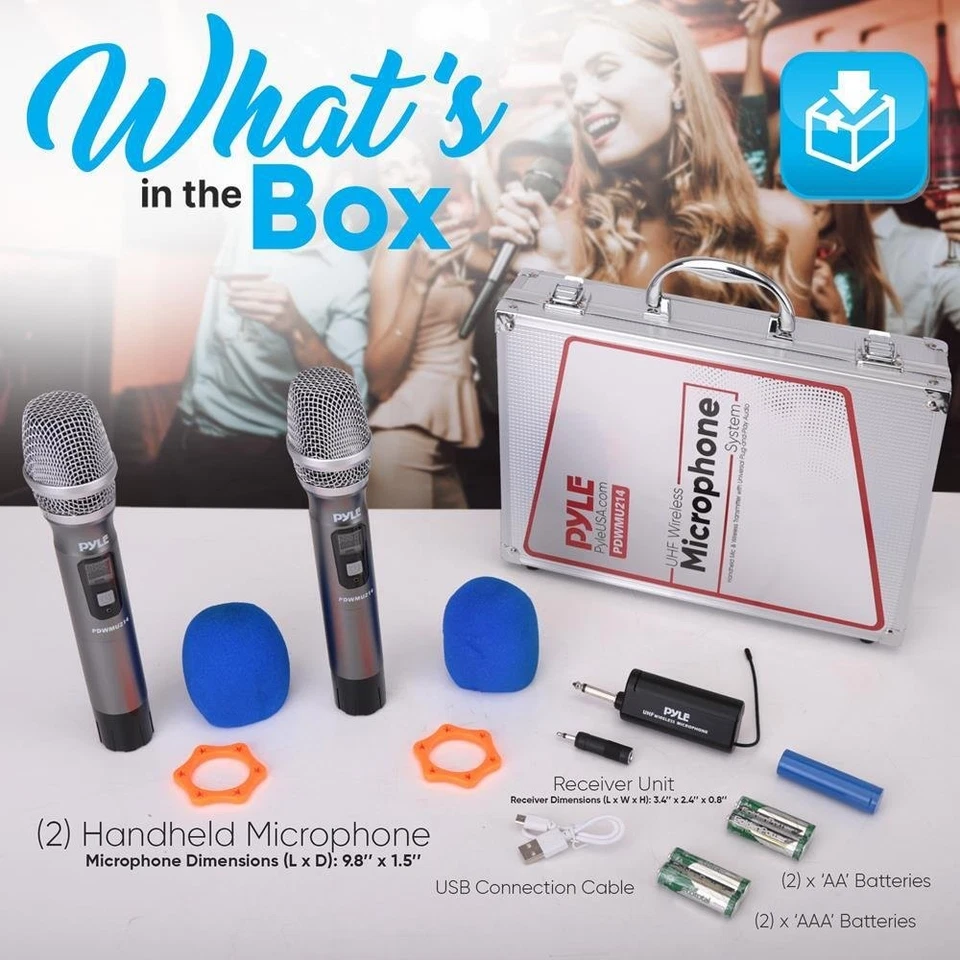 Pyle UHF USB Wireless Microphone Receiver Dynamic Studio Recording On/Off Switch - Image 2 of 4