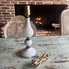 Vintage White Milk Glass Hobnail Table Lamp Tray Base No Shade MCM 13” Tall EUC