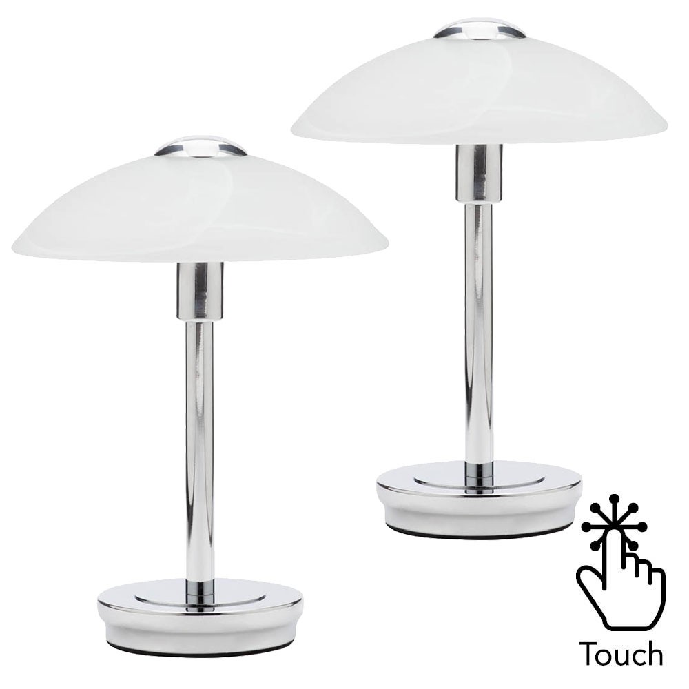 Litecraft Table Lamp Touch Base With Alabaster Shade in Polished Chrome - 2 Pack