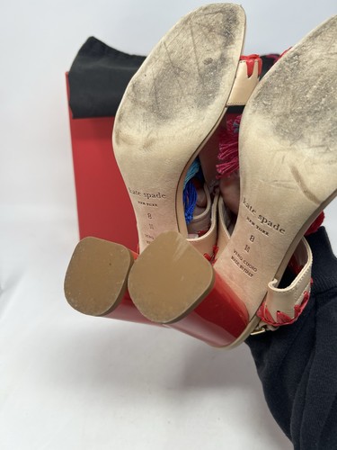 Kate Spade Designer Sandals Pom Pom Tassel Leather Size UK 6 USA 8 sling back - Picture 12 of 13