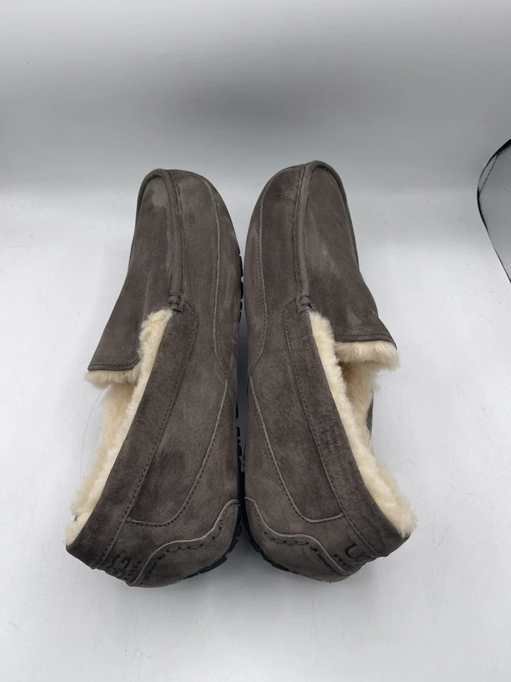 Zapatos UGG Gris Ascot Cuero Oveja Sin Cordones Zapatillas Mocasines Hombres EE. UU. Talla 17 Foto 4 de 4