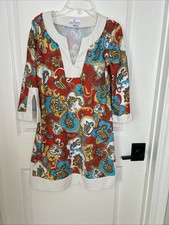Jude Connally Size XS Multicolor Paisley Tunic Shift Mini Beach Dress