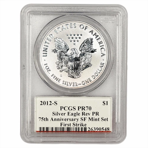 2012-S Silver American Eagle 75th Anniversary Rev. Proof PCGS PF70